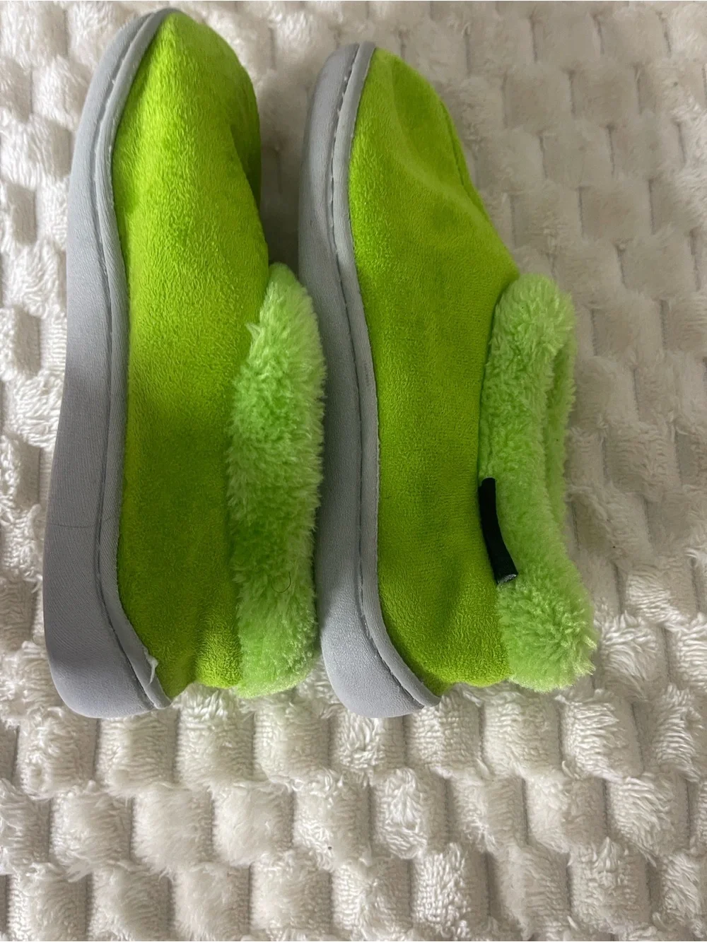 Kids Plush Slip-On Slippers in Bright Lime Green